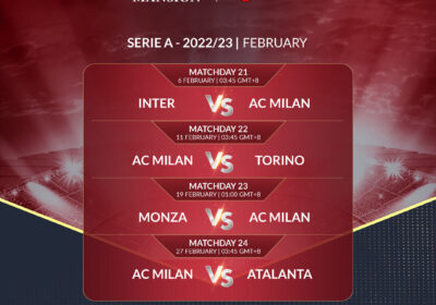 AC Milan Serie A schedule February 2023